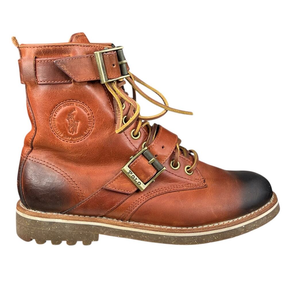 Polo By Ralph Lauren Men’s Maurice Brown Lace Buckle Boots Size 7.5 D